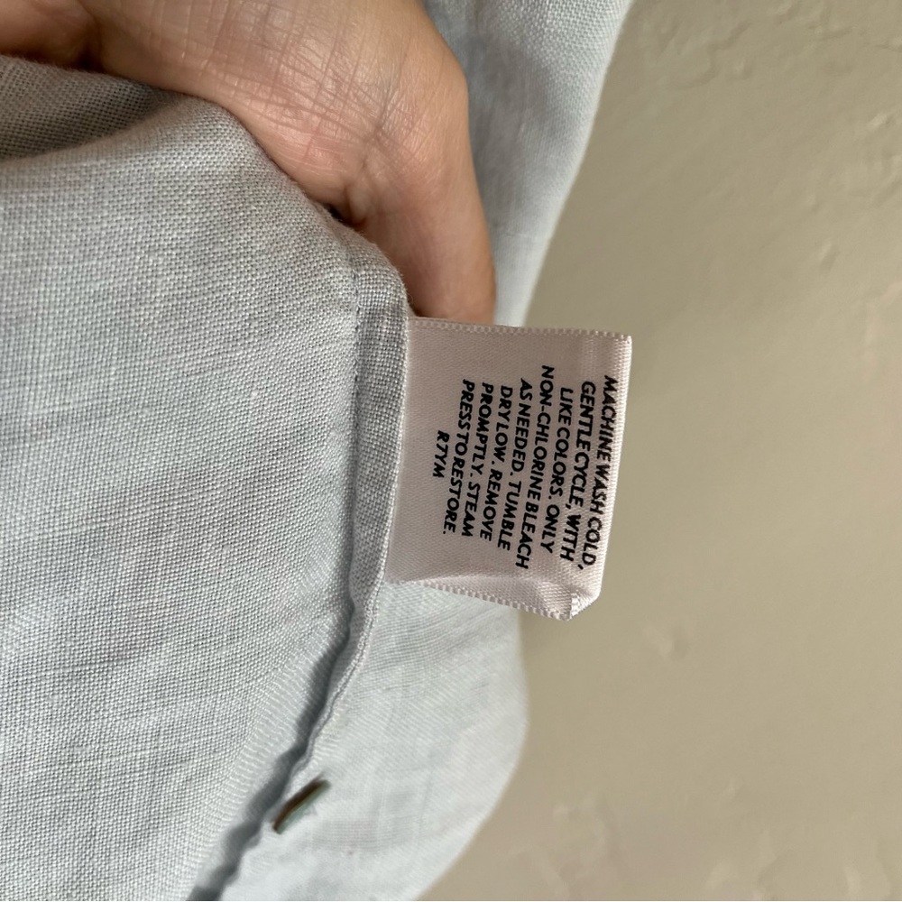 Eileen Fisher Light Blue Linen Button-Down Shirt - Picture 7 of 9